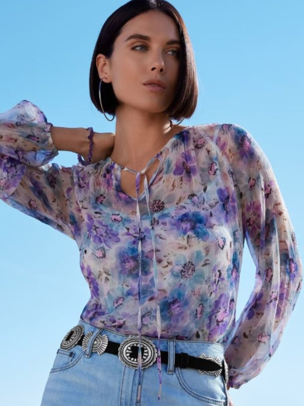 Johnny Was 2 Piece Jade Glinda 100% Silk Floral Peasant Blouse with Tank 3X NWT